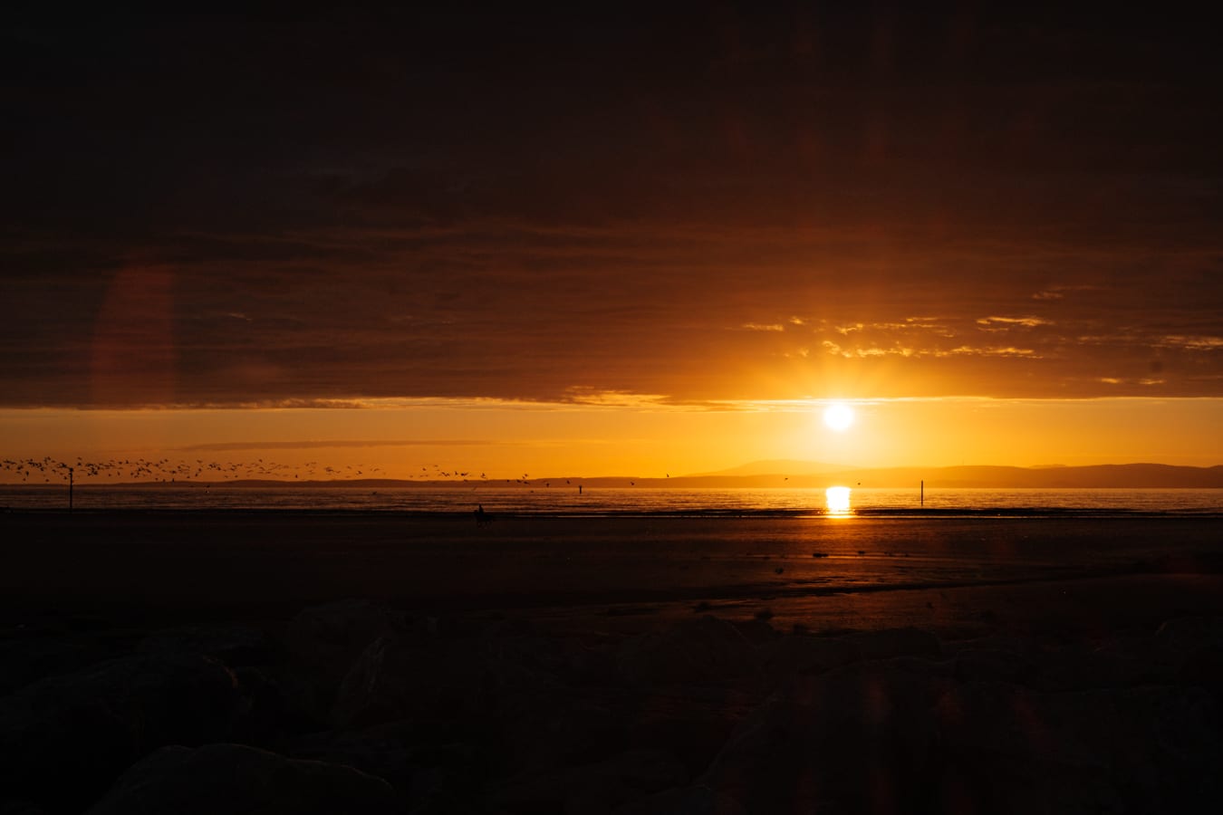 Sun setting over Morecambe Bay